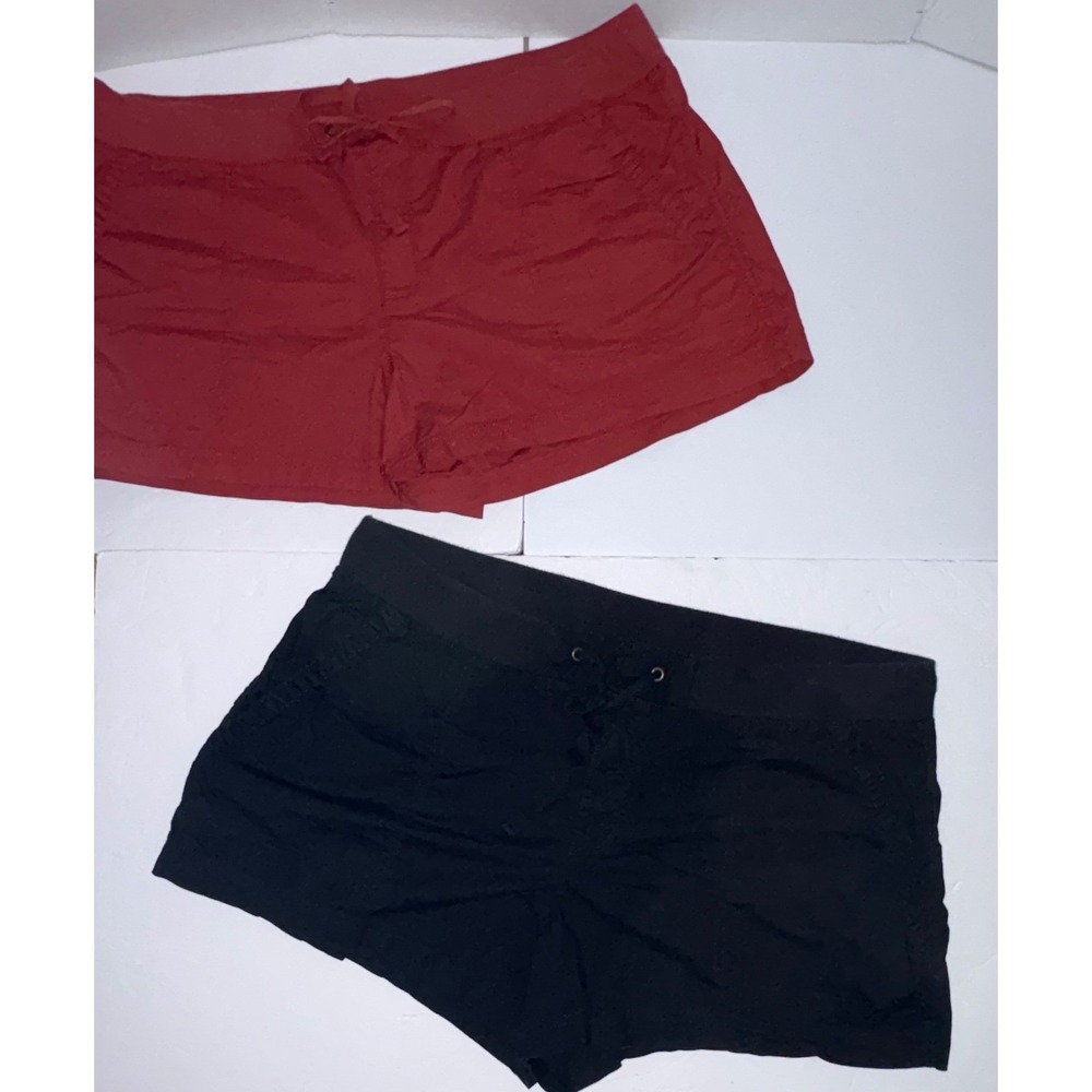 a.n.a Utility Shorts Size 18 Red Black Bundle Drawstring Elastic Waist